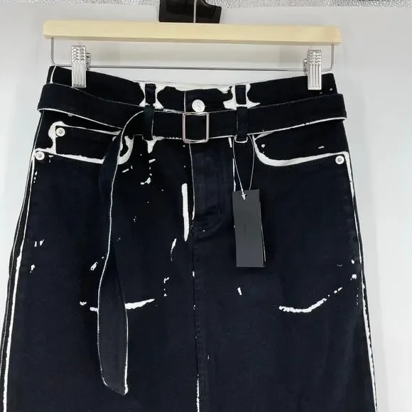 Proenza Schouler | Calder Skirt in Black Multi Contrast Printed Denim Pencil 25 - Picture 9 of 14